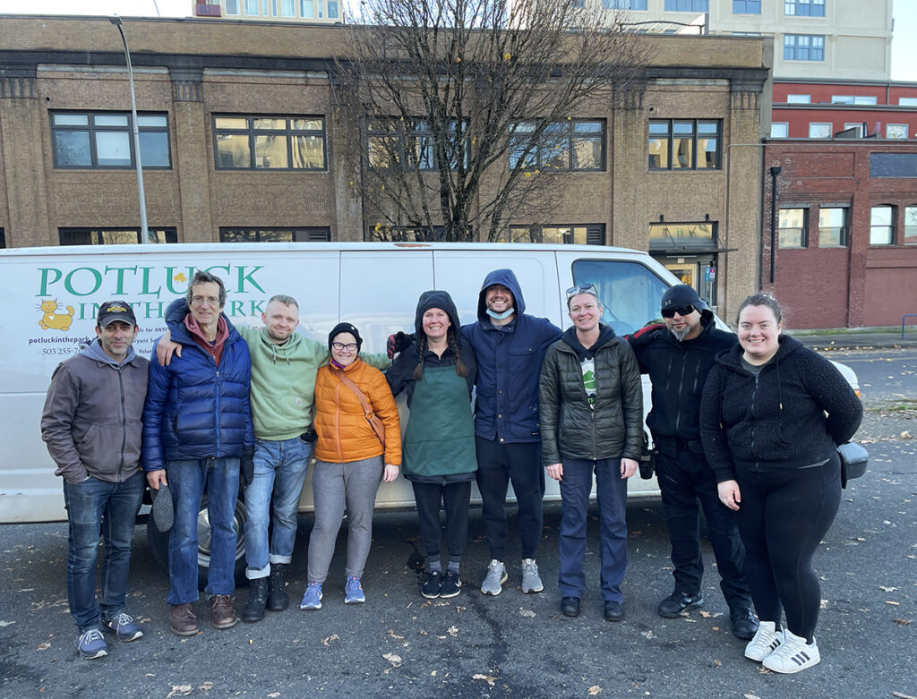 potluck crew in front of van